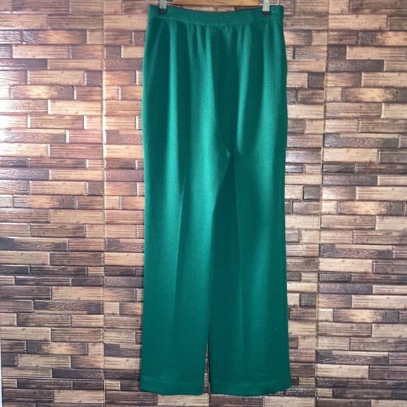 Vintage Womens St. John by Marie Gray Green Knit Hi Waisted Straight Pants sz 6 - Picture 2 of 12